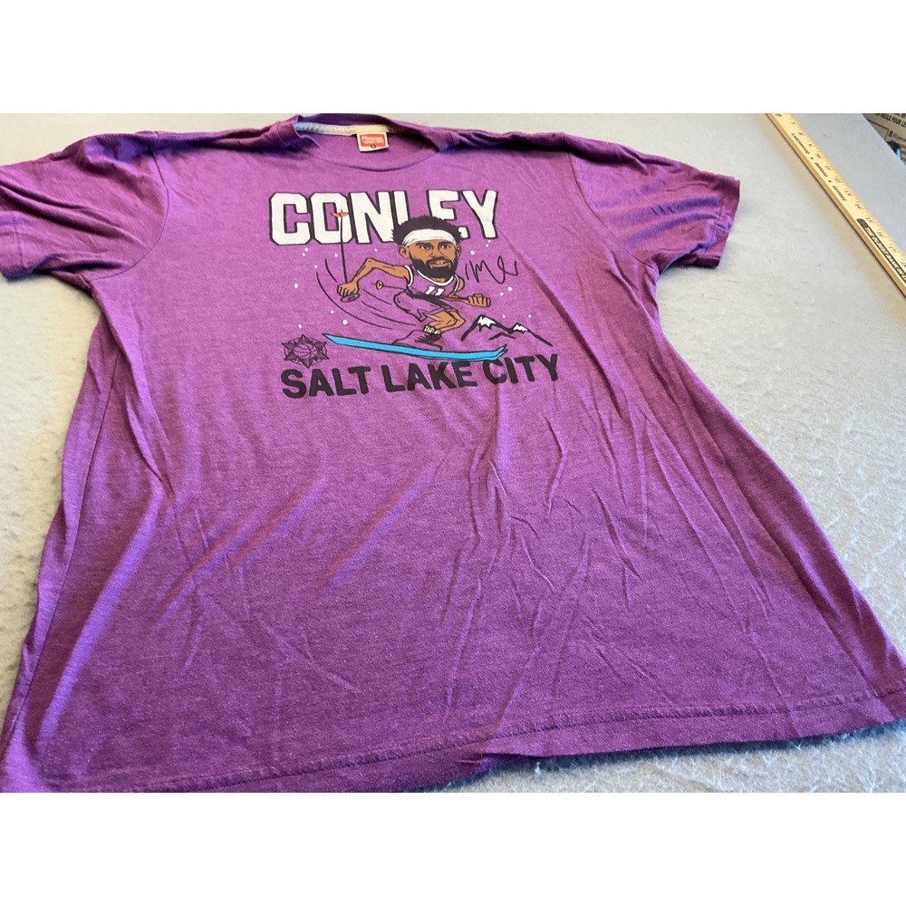 Homage‎ Mike Conley Salt Lake City Ski Graphic T-Shirt Purple Tri-Blend Large L